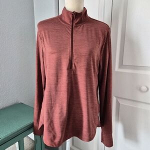 Apana Rust Red Quarter-Zip Long Sleeve Top